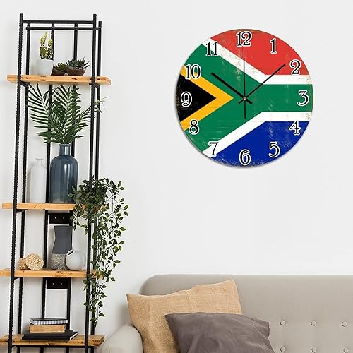 Miniatura 5 de Vinisong Reloj de pared de Sudáfrica, bandera de Sudáfrica, PVC, decoración del hogar, reloj de pared patriótico con bandera nacional, relojes