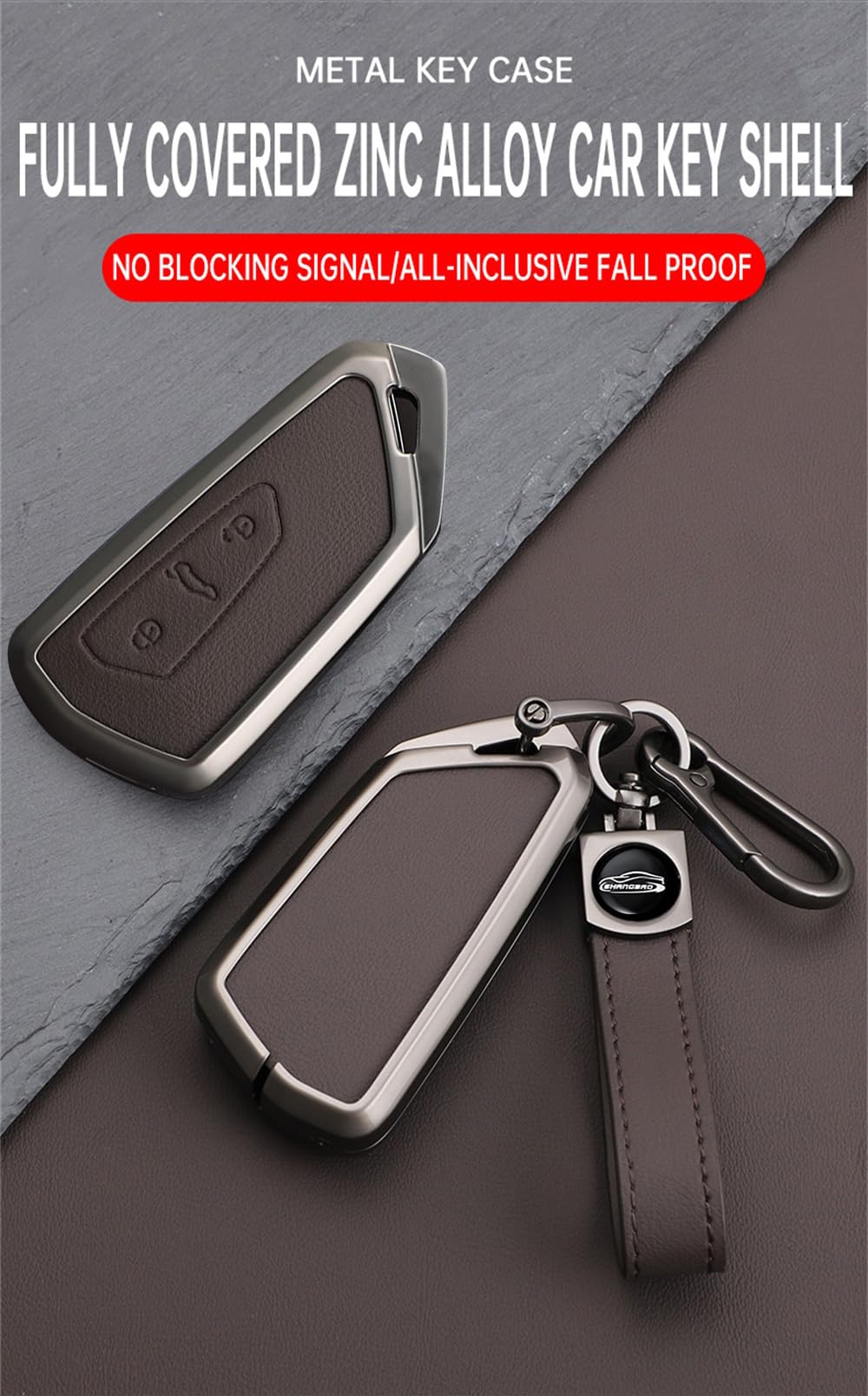 ontto Etui na kluczyki samochodowe, pasuje do VW Golf 8 R, ID4, ID5, ID.7, Seat Leon, FR, MK4, Cupra, Formentor, do Skoda Octavia A8 MK8, ze stopu cynku, skóra, etui ochronne, osłona na klucze,