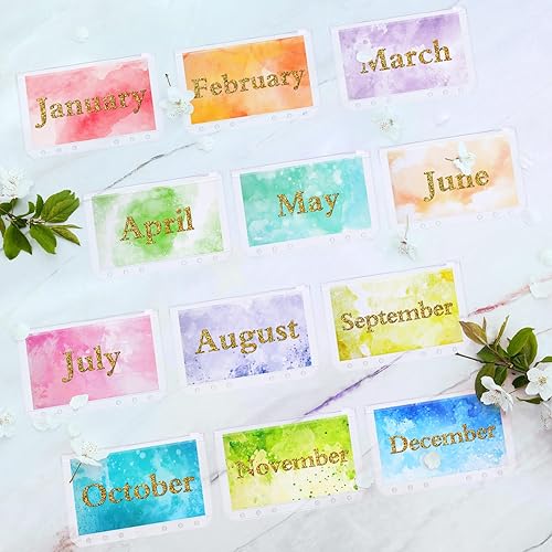 Miniatura 5 de NEWEST Carpeta de presupuesto A6 con 12 sobres de efectivo con cremallera y 12 hojas de presupuesto mensuales de seguimiento de gastos, carpeta de