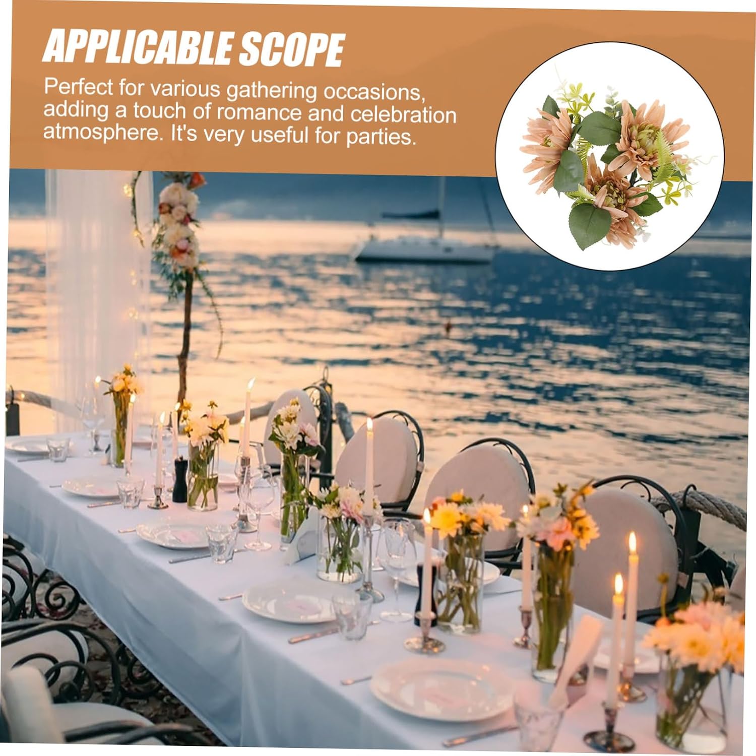 Artificial Flower Candlestick Wreath Rustic Boho Home Decor for Wedding Birthday Party