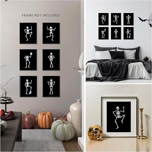 Miniatura 2 de VIYYIEA Decoración gótica para el hogar, esqueleto bailarín, impresiones artísticas de pared de 8 x 10 pulgadas, decoración estética de Halloween,