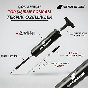 Sporsize Professional Ball Blow Pump – for Football, Basketball, Volleyball, Handball, Pilates & Balance Disc