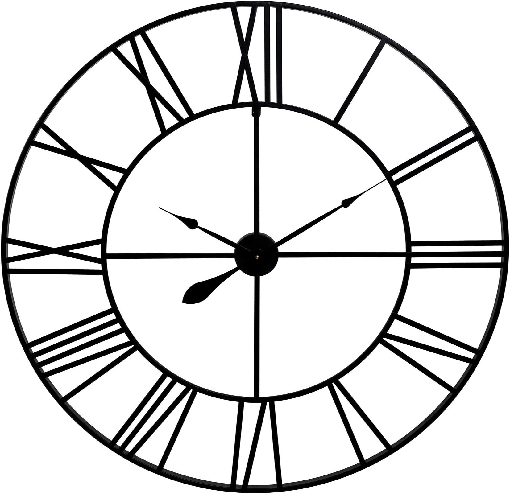 Patton Wall Decor 36" Black Metal Cut Out Roman Numeral Wall Clock