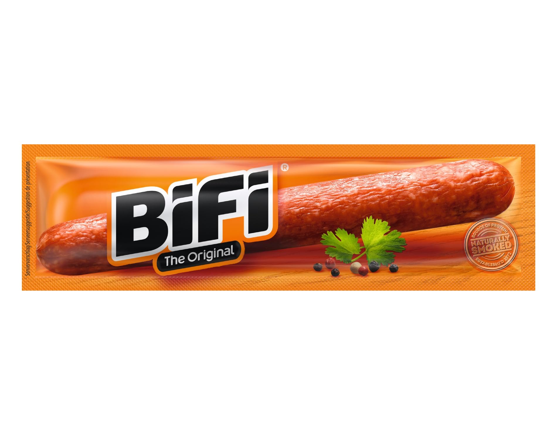 BiFi Original - Stick di salame, carne e salumi essiccati all'aria, con pepe, coriandolo e aglio, confezione in formato tascabile, ottimi da sgranocchiare, confezione da 40 pezzi, 40 x 20 g
