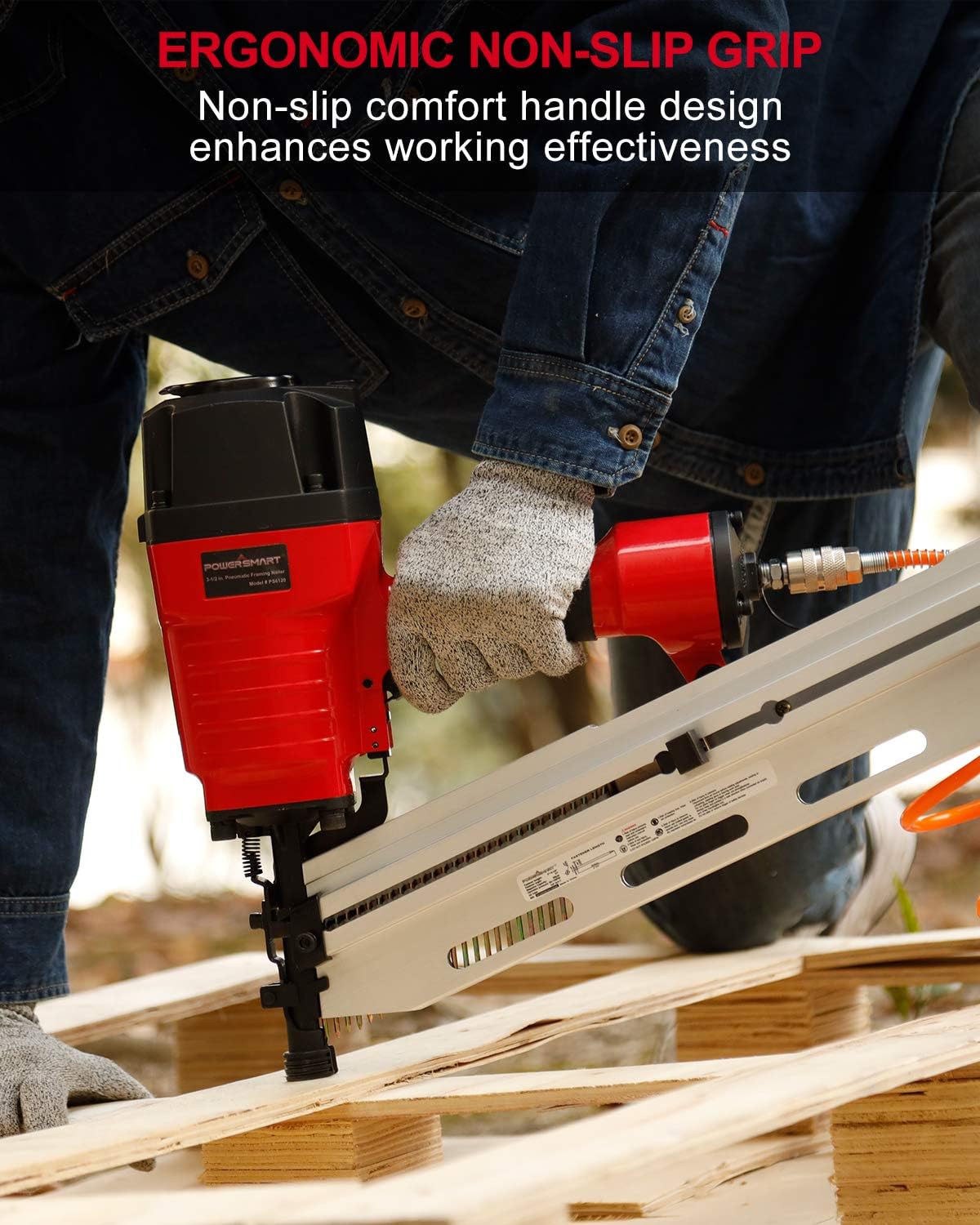 Hоttеѕt Sаlеѕ POWERSMART Framing Nailer, 2 to 3-1/2 Full Round Head Nail Gun, 21° Framing Nailer, 60 Nails Capacity Magazine Framing Nail Gun, Safety Goggles, Storage Case Included, PS6120