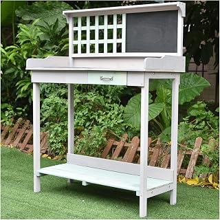 Outdoor Garden Potting Table Garden Work Bench Potting Bench Table for Patio Backyard and Porch with Cabinet Drawer Open Top & Lower Shelf
