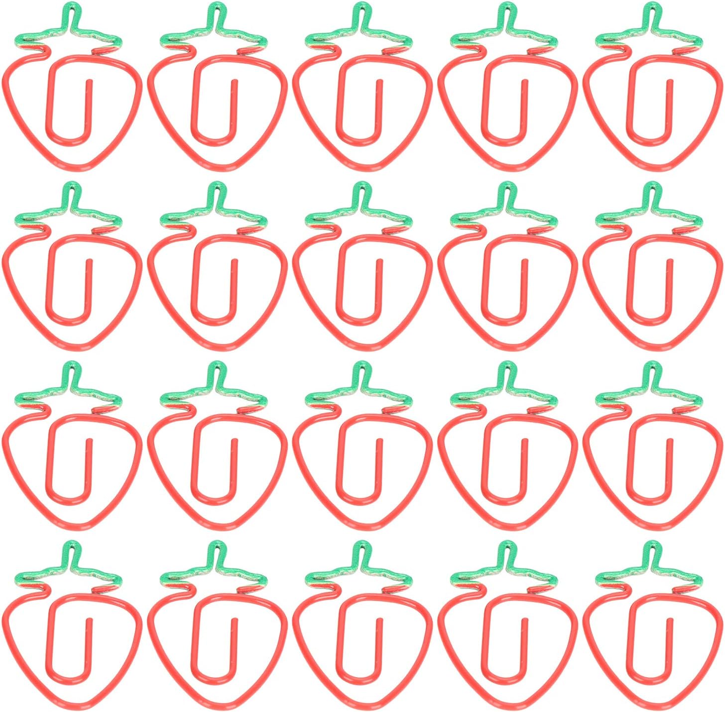 Paper Clips 2 Color Fruit Shaped Bookmarks Planner Clip Pin Office Supplies School Gifts 20Pcs Strawberry Design Iron Wire Electroplated Proof Durable for Home Office Use