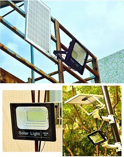 Miniatura 2 de Luz de inundación solar de 100 W para exteriores del atardecer al amanecer con control remoto, 324 LED, lámpara de 5000 lúmenes para patio, piscina,