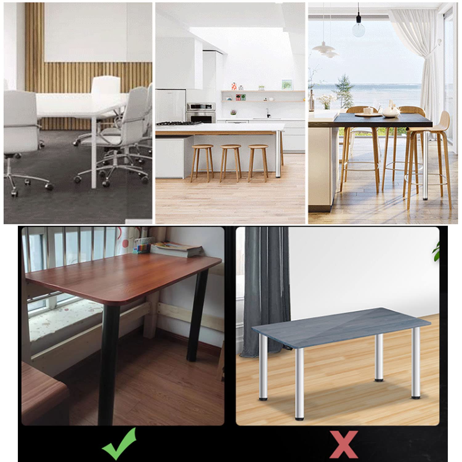 Regulowane nogi stołowe ze stopu aluminium | Brąz 8-140cm Do mebli: stoły, sofy, bary, szafki RTV(35cm(13.7in))