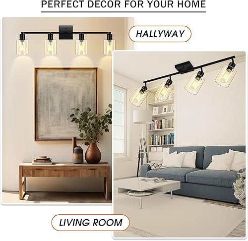 Miniatura 4 de Accesorios de iluminación de riel de 4 luces con pantalla de vidrio transparente, accesorios de iluminación modernos para cocina, cabezal de riel