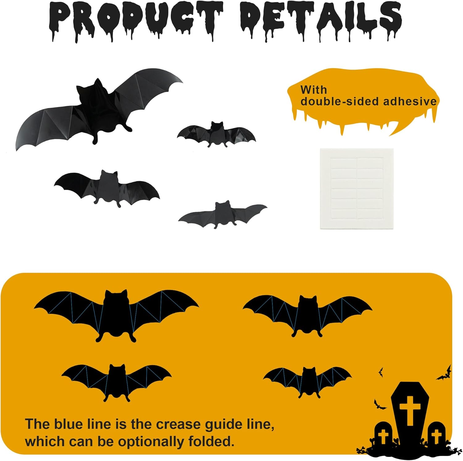 Coogam 60 Piezas De Decoración De Murciélagos 3D De Halloween, 4 Tamaños Diferentes De PVC