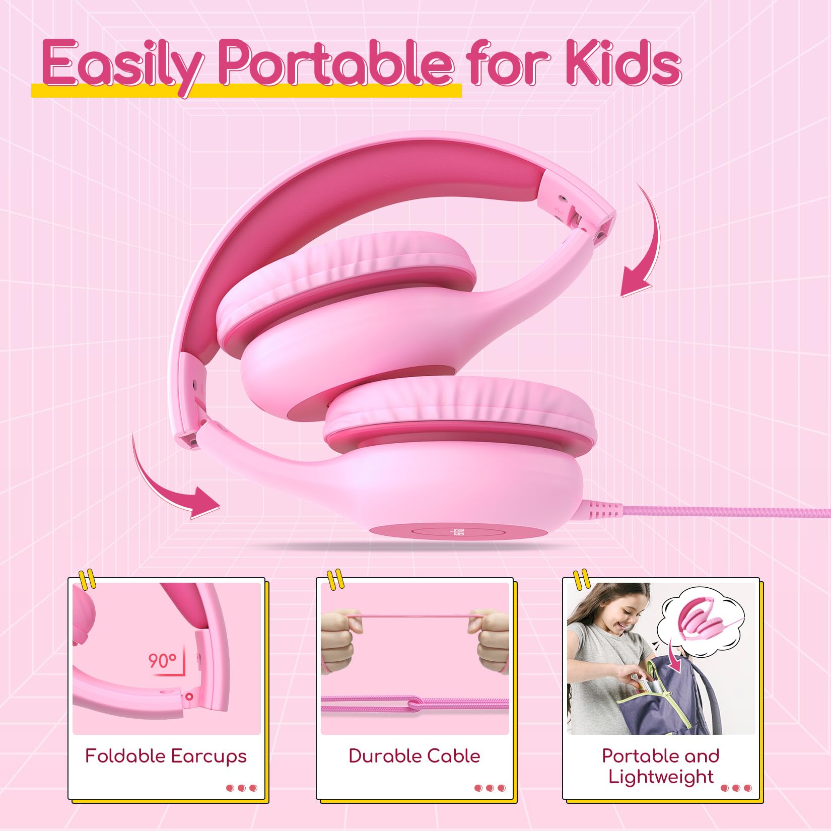 EarFun K1 Kids Headphones Wired with Mic, Volume Limit Headphones for Kids view 8