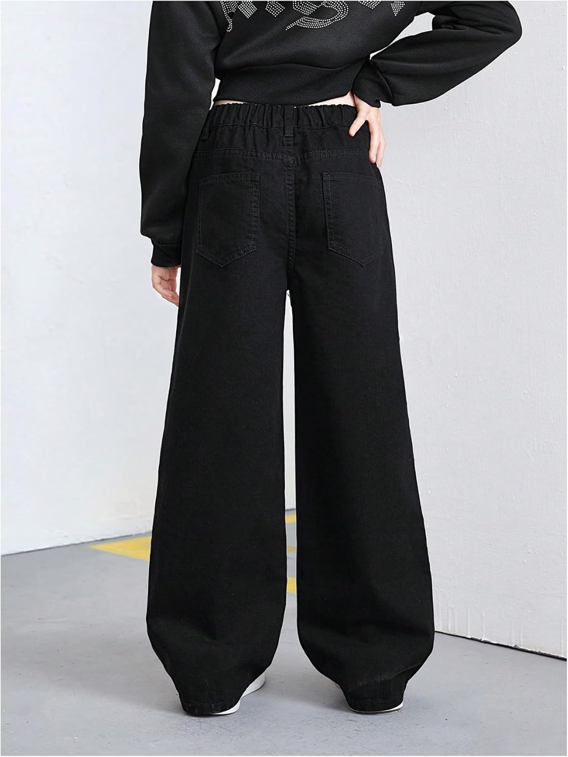 WDIRARA Girl's Color Block Wide Leg Jeans Raw Trim Baggy Denim Pants High Waisted Trousers - Image 2