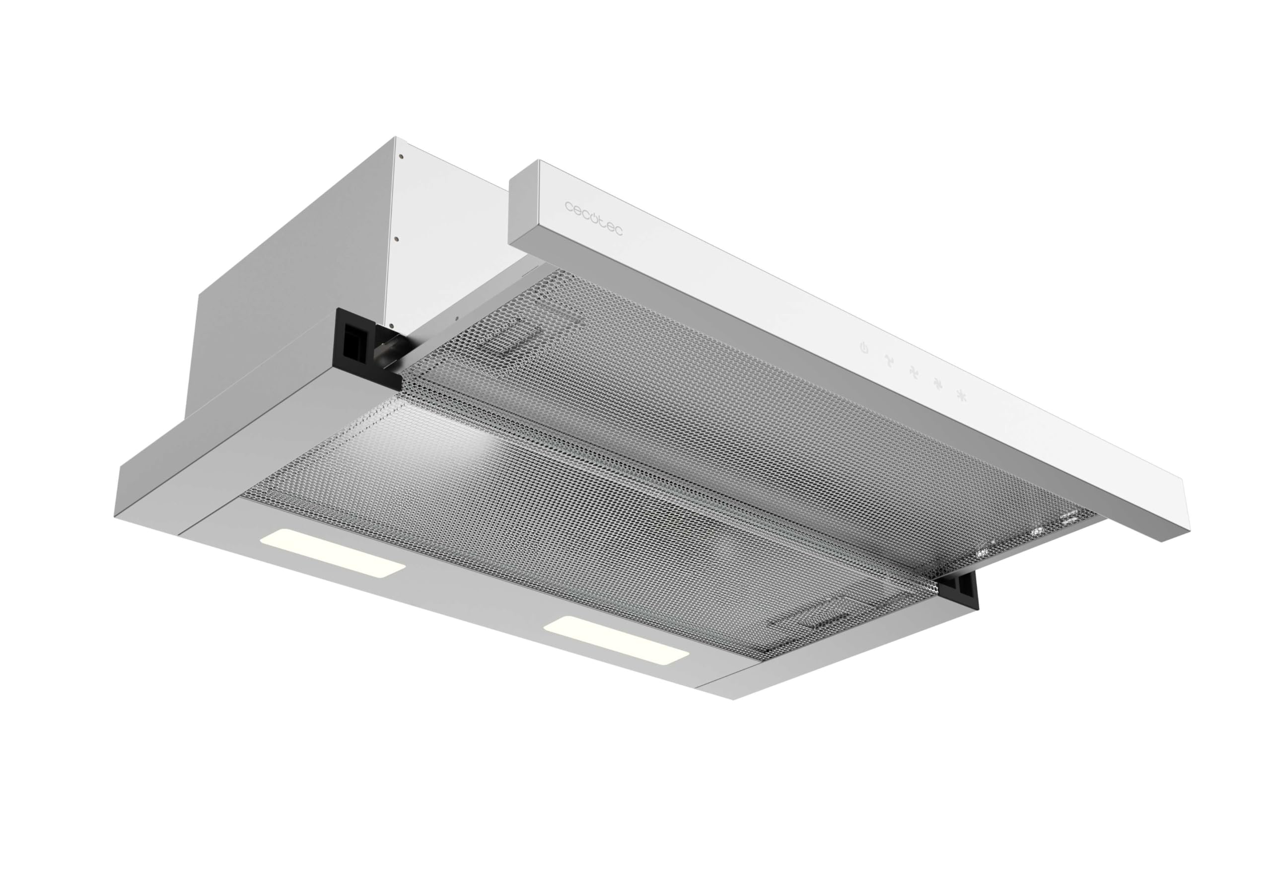 Cecotec Hotte Aspirante Télescopique 60cm Bolero Flux TLT 604000 Inox A+++. Aspiration 415m3/h, Moteur DC, 3 Vitesses, Contrôle Tactile SS, Finition Inox, Lumière LED, Filtres en Aluminium et Carbone