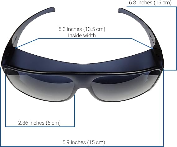 Fit Over Sunglasses, Smoke Color, 100% UVA/UVB Protection; Polycarbonate Lenses