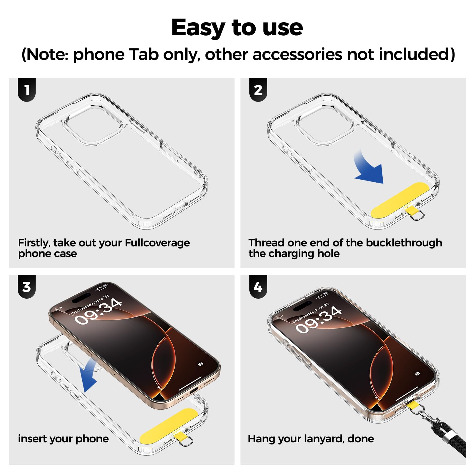 Universal Patch Per Custodie Telefono | Trasforma In Catena | TPU Ultrasottile | Nero - 2 Pezzi