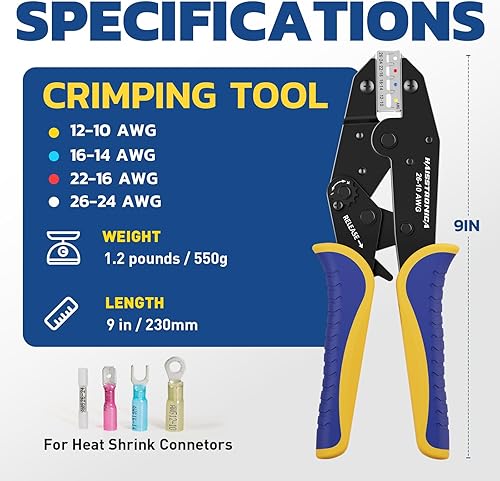 Miniatura 7 de Haisstronica Herramienta de prensado para cable de encendido de bujía,Herramienta de crimpadora de alambre de trinquete de 0.335 in,HS-2048