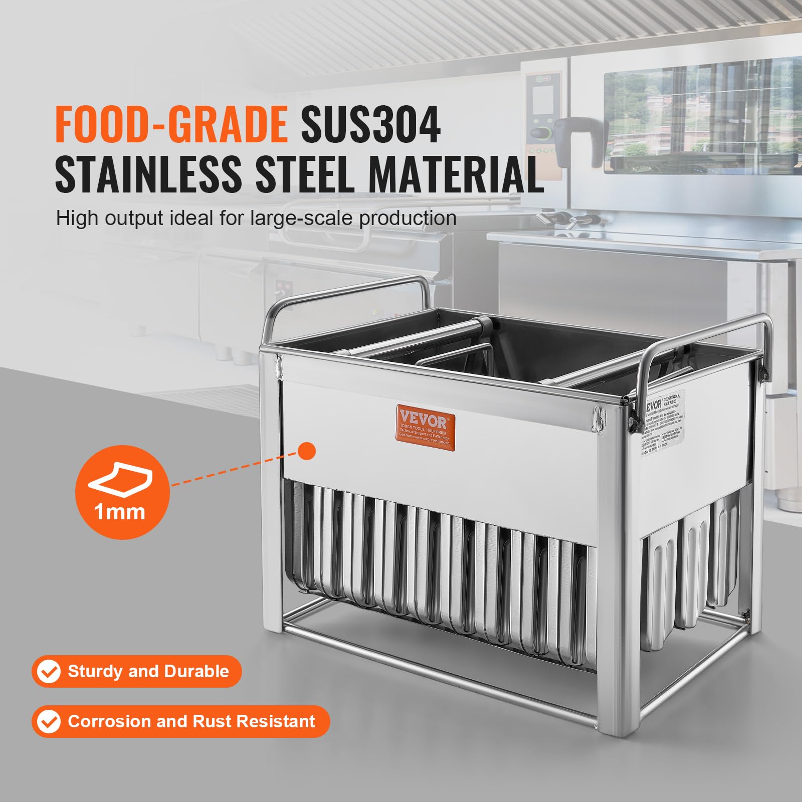 VEVOR Commercial Popsicle Molds, 40PCS Round-Head Ice Pop Molds with Double Slot, Stainless Steel Ice Lolly Popsicle Molds, Ice Cream Maker Mold Holder with 50PCS Popsicle Sticks & Bags