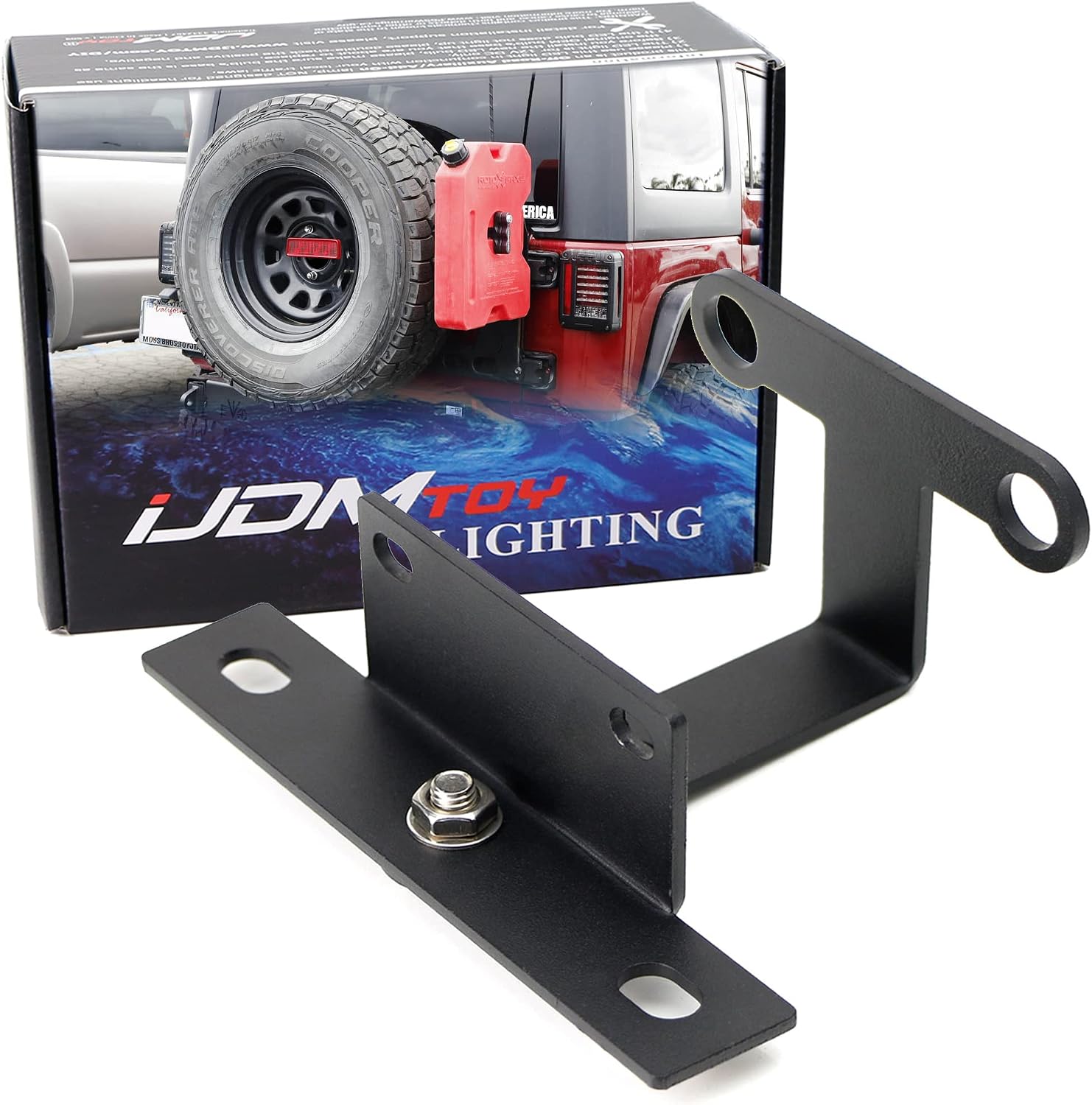 iJDMTOY High Mount Third Brake Light Behind Spare Tire Relocation Kit Compatible with 2007-2017 Wrangler JK JKU