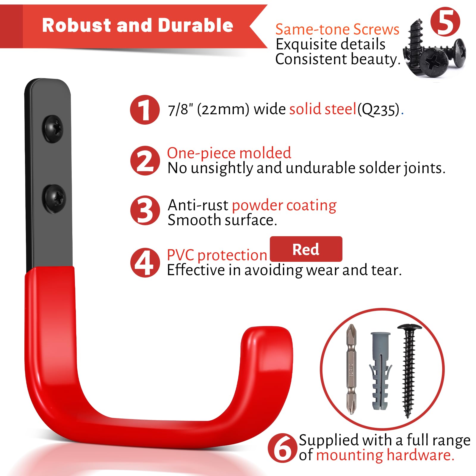 SunVFaFa Schwerlast Haken 2er Set - Garagenhaken Für Werkzeuge & Leiter Bis 22kg