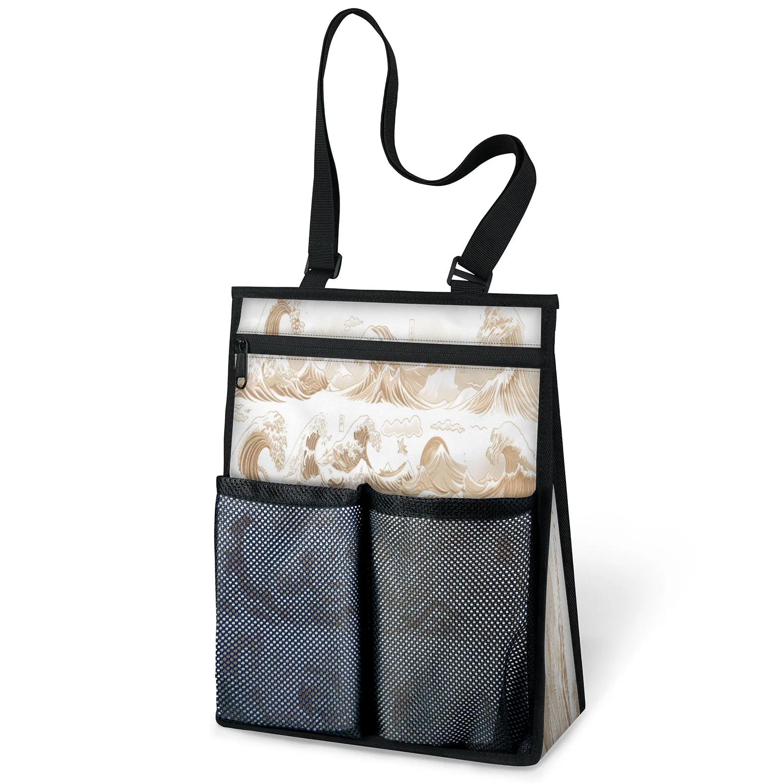 Ourtheme Japanese Art Pattern Portable Shower Bag for Travel Gym Camp Beach Tote Shower Caddy Bags Hanging Toiletry