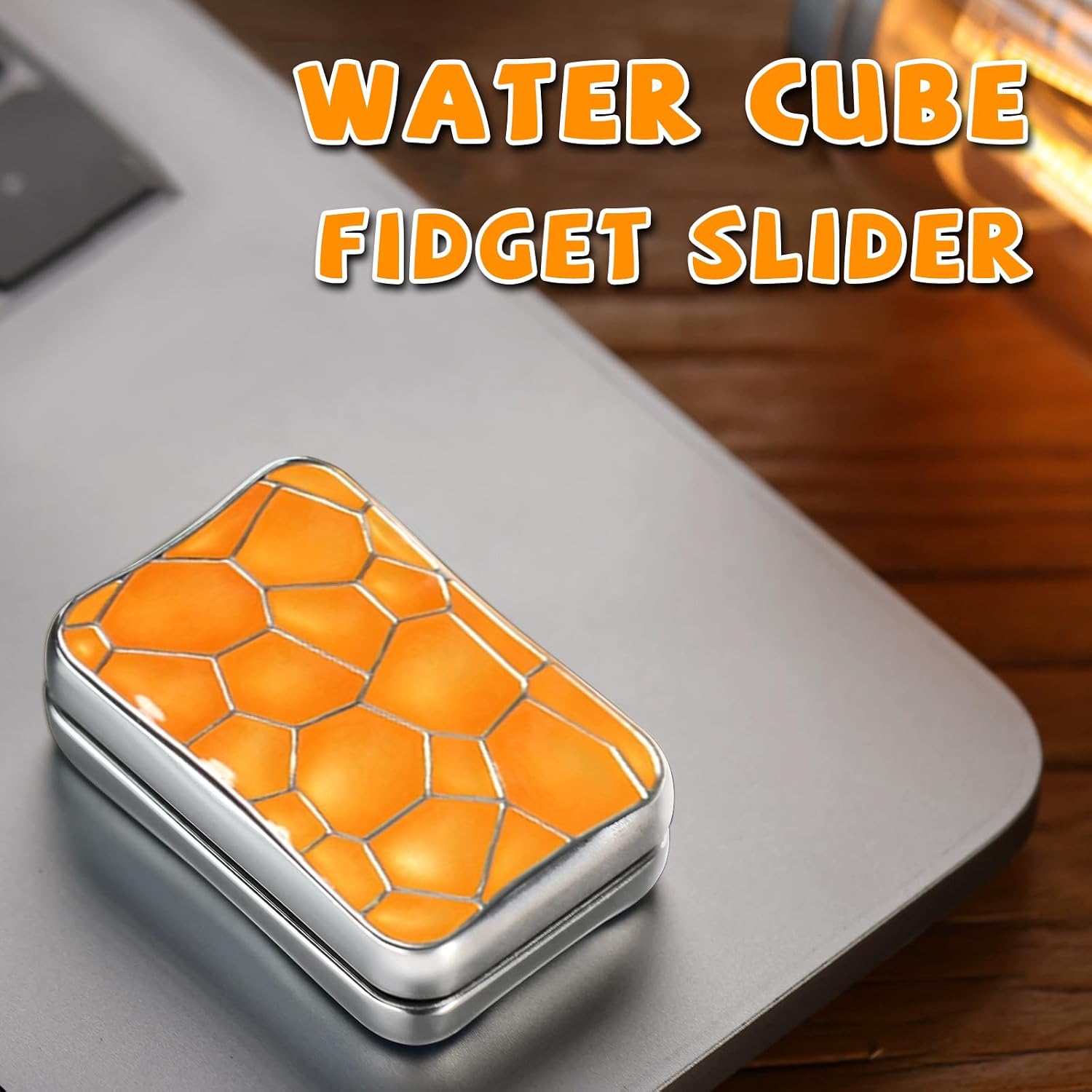 Water Cube Fidget Slider for Adults | EDC Fidget Toys for Adults with Clicking Sound, Home Office Desk Toy for Stay Focus & Stress Relief (Orange)