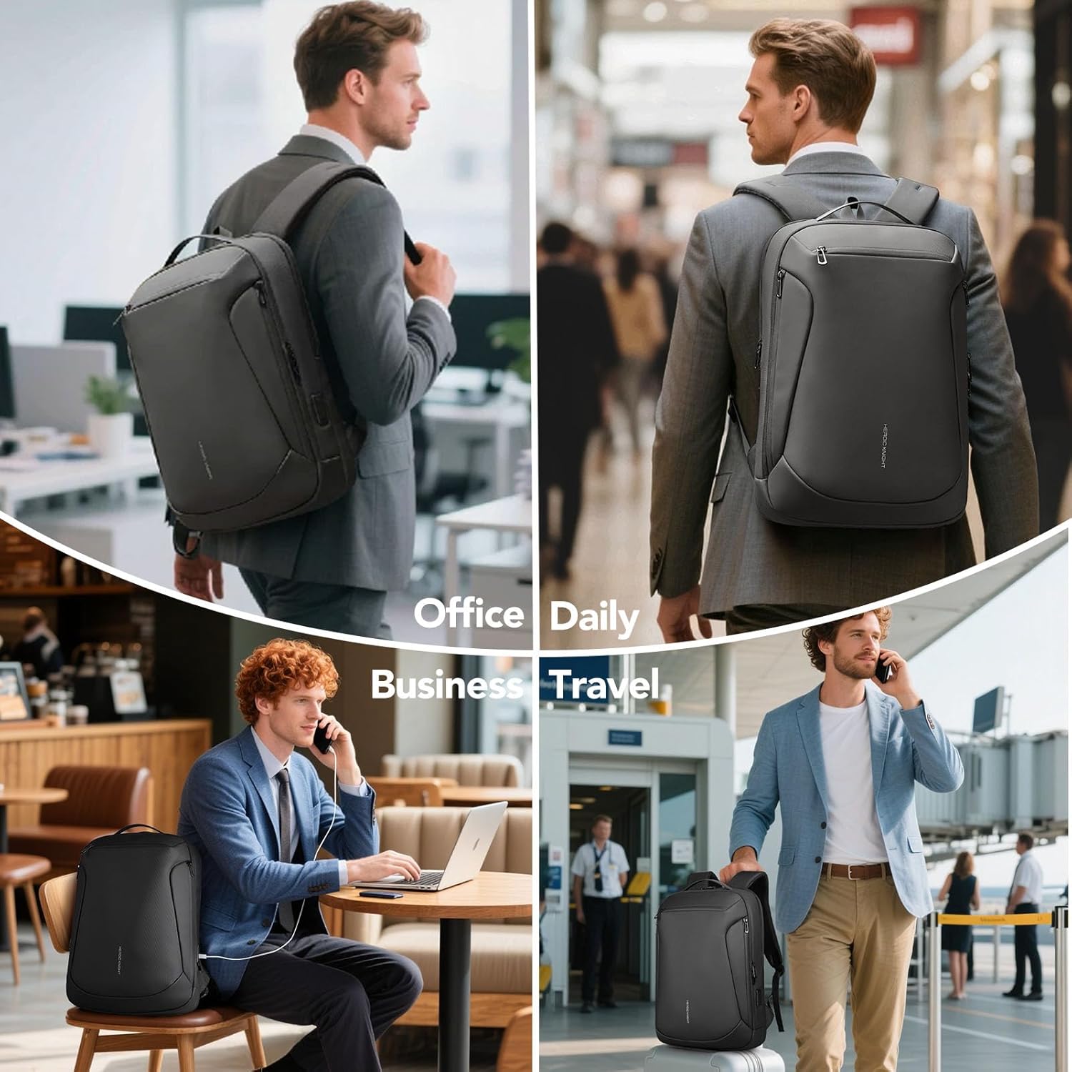 Business Laptop Backpack, Water Resistant Travel Backpack with USB Charging Port, Anti Theft Commute College Backpack for Men Women, Computer Work Bag Casual Daypack Fits 15.6 Inch Notebook - Black image 7 of 7 B0FG7Q4HRX
