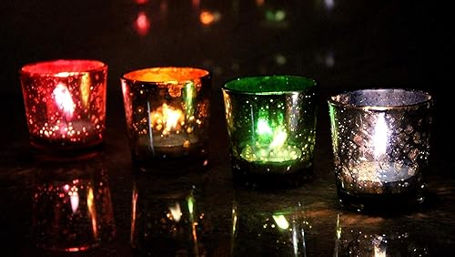 Miniatura 3 de eSplanade Portavelas Portavelas Candelabro Festival de Navidad (más pequeño, juego de 4)