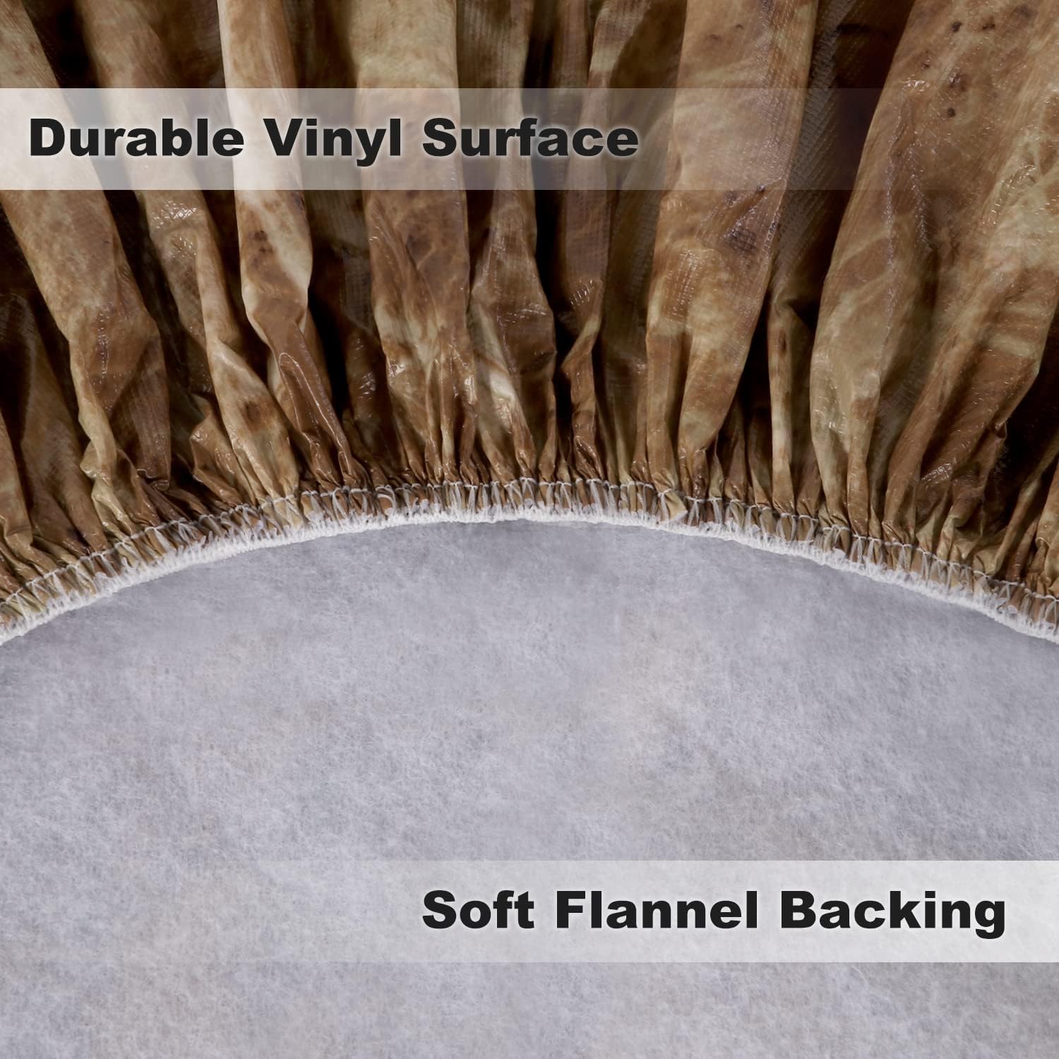 LUSHVIDA Round Vinyl Waterproof Table Cover, Fits Up to 45''-56'', Marble Brown