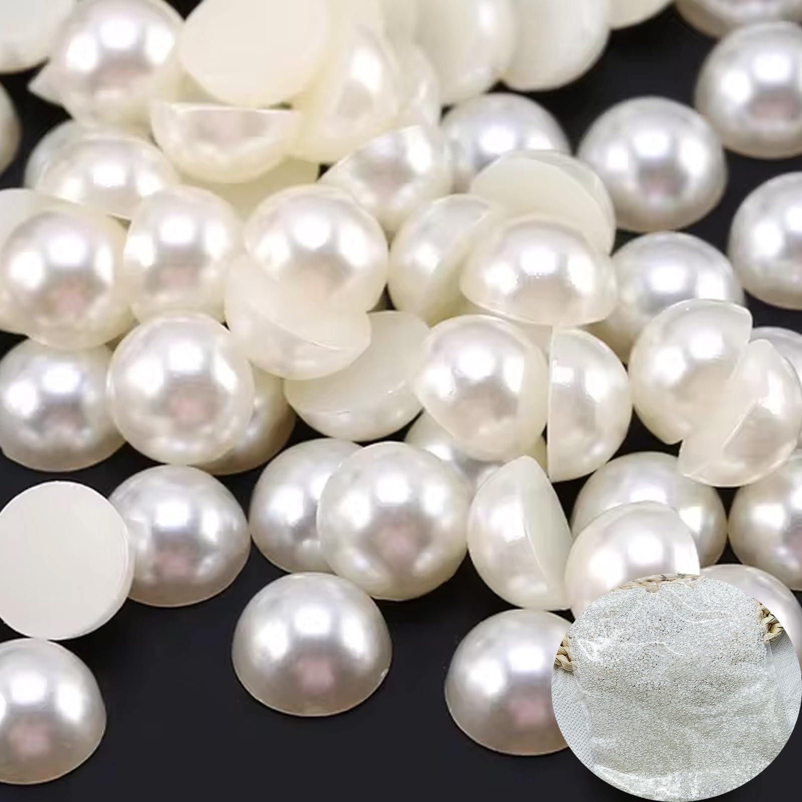5800 Pcs Half Pearls For Crafts - Flatback Acrylic Pearls, 7 Sizes (2mm-10mm), DIY Nail Art & Jewelry Making