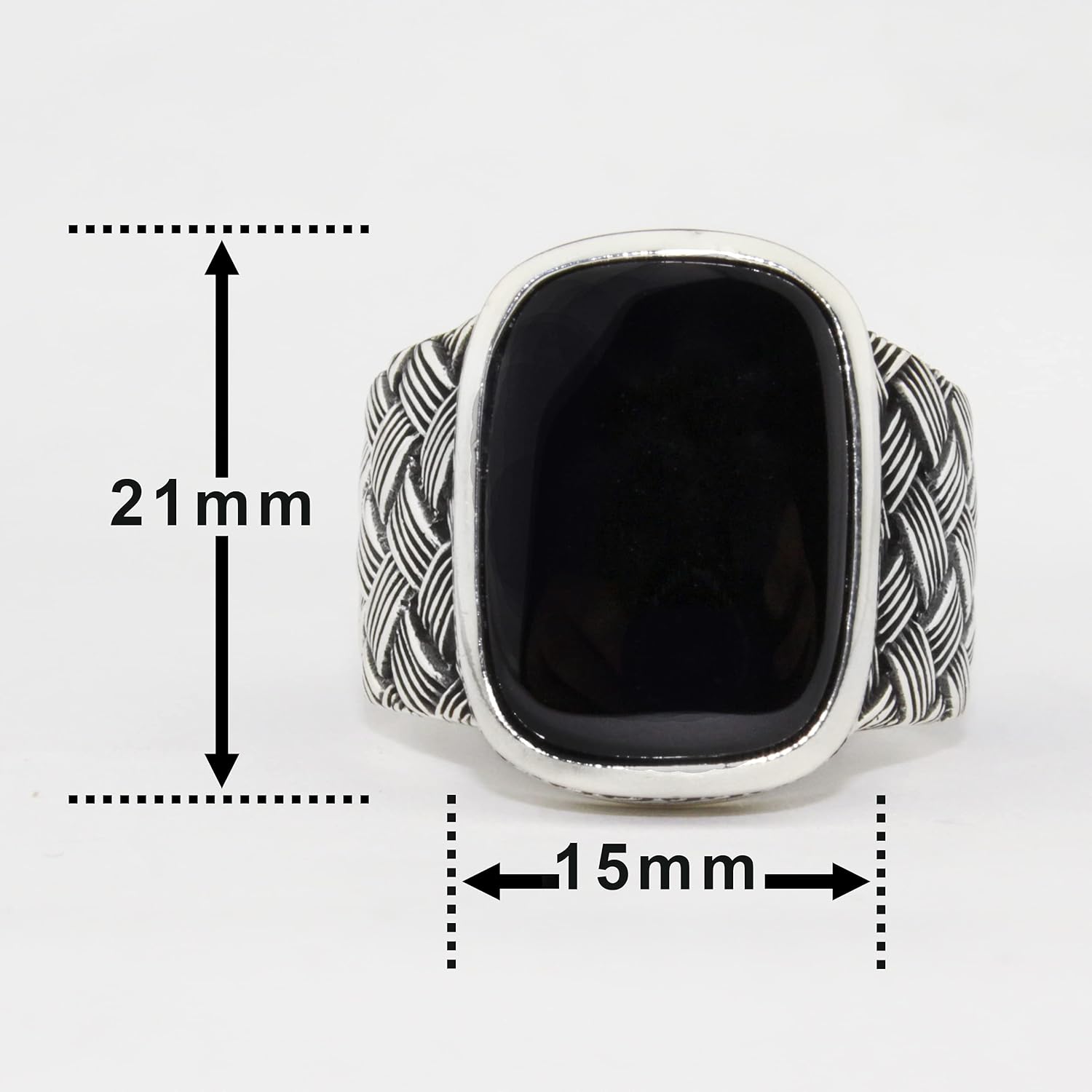 Solid 925 Sterling Silver Onyx Braided Luxury Ring for men - Image 8