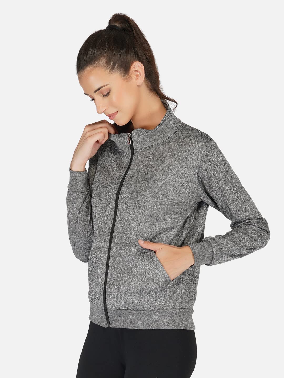UZARUS Women's Sports Gym Training Jacket Grey - Image 3 thumbnail