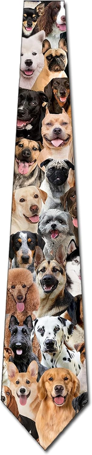 Three Rooker Dog Ties Mens Puppy Dog Necktie Animal Lover Tie