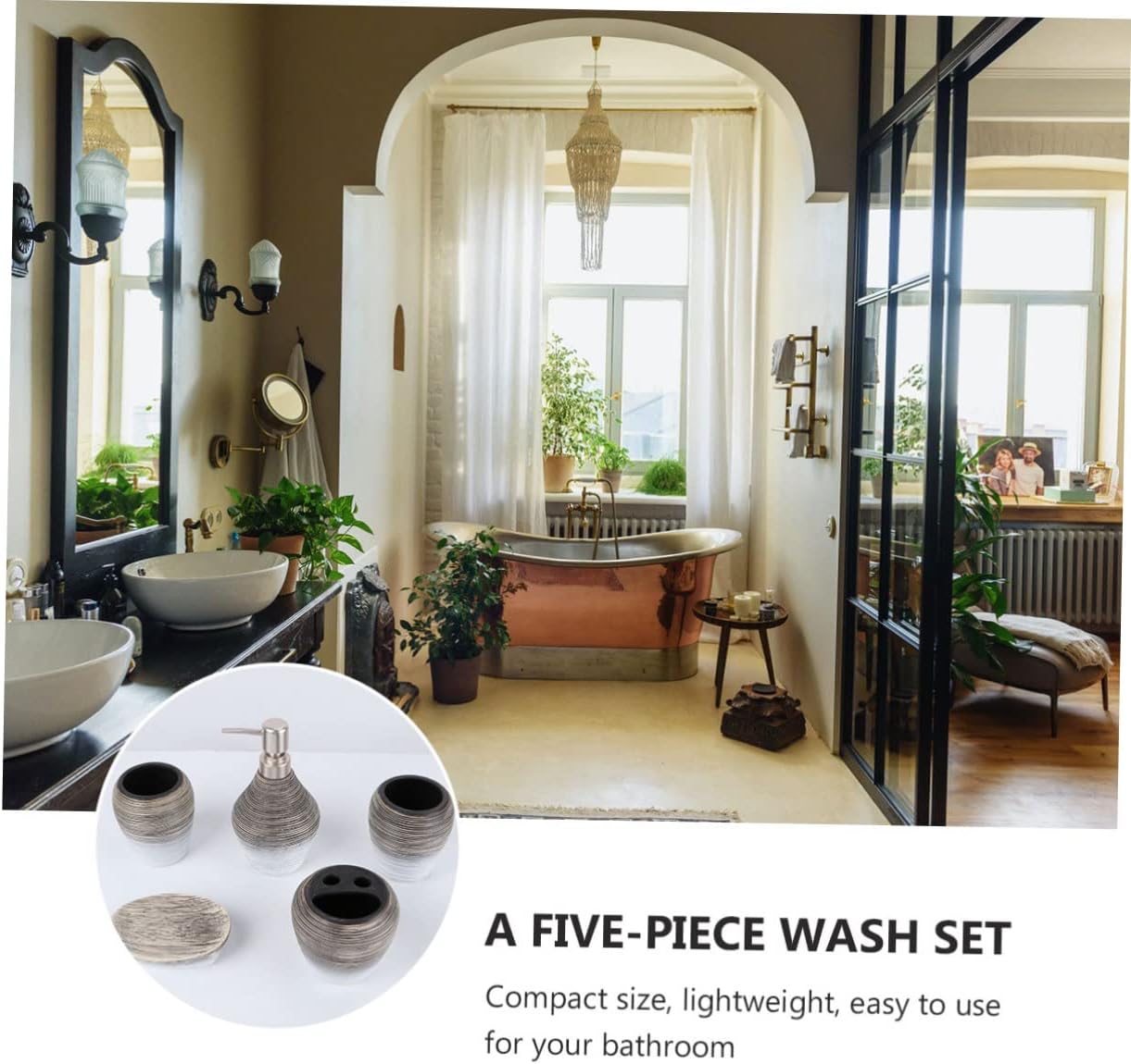 5pcs Home Gargle Cup Ceramic Toothbrush Holder Brush Soap Travel Storage