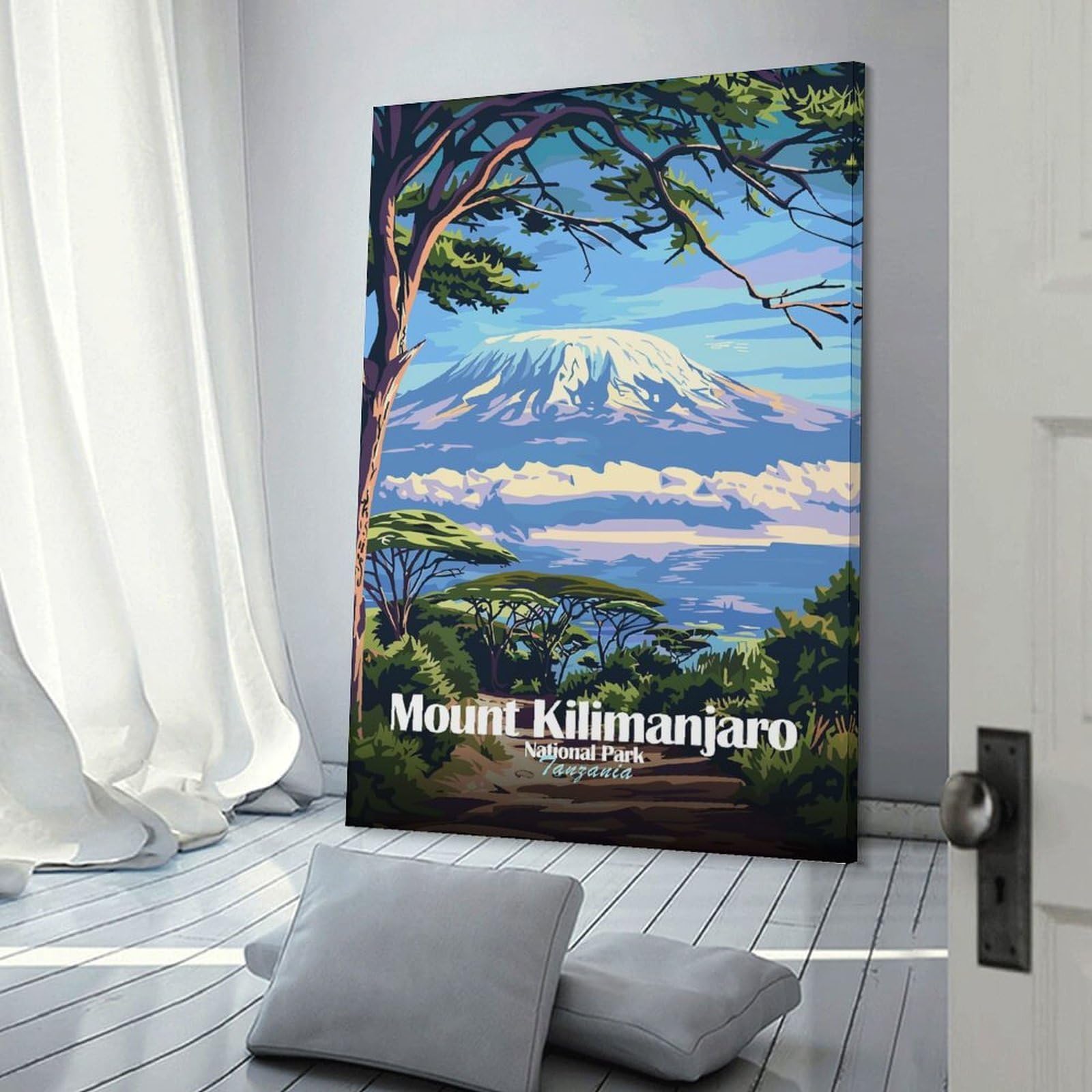 Junmoney Mount Kilimanjaro National Park Tanzania Wall Picture Print 24x36inch(60x90cm), for Home Office, Desk Area Or Studio, Home Office Artwork with Decorative Appeal