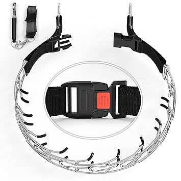 Prong Collar for Dogs, Dog Prong Collar with Quick Release Buckle, Pinch Collar for Large Medium Small Dogs, Adjustable Stainless Steel Links with Thickening Rubber Caps, Choke Collar Dogs