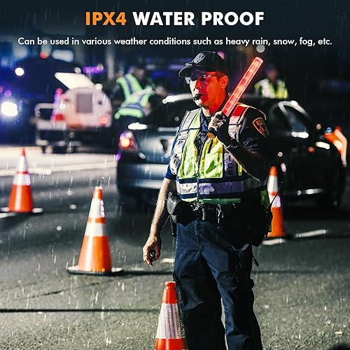 Miniatura 7 de Varita de control de tráfico, varitas de control de tráfico aéreo recargables de 10 pulgadas con imán y LED blanco, varita roja de tráfico, bastón