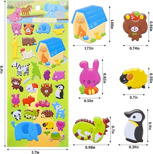 Miniatura 2 de Calcomanías 3D para vehículos hinchados para niños pequeños, 4 paquetes de calcomanías lindas para camiones para niños, calcomanías reutilizables