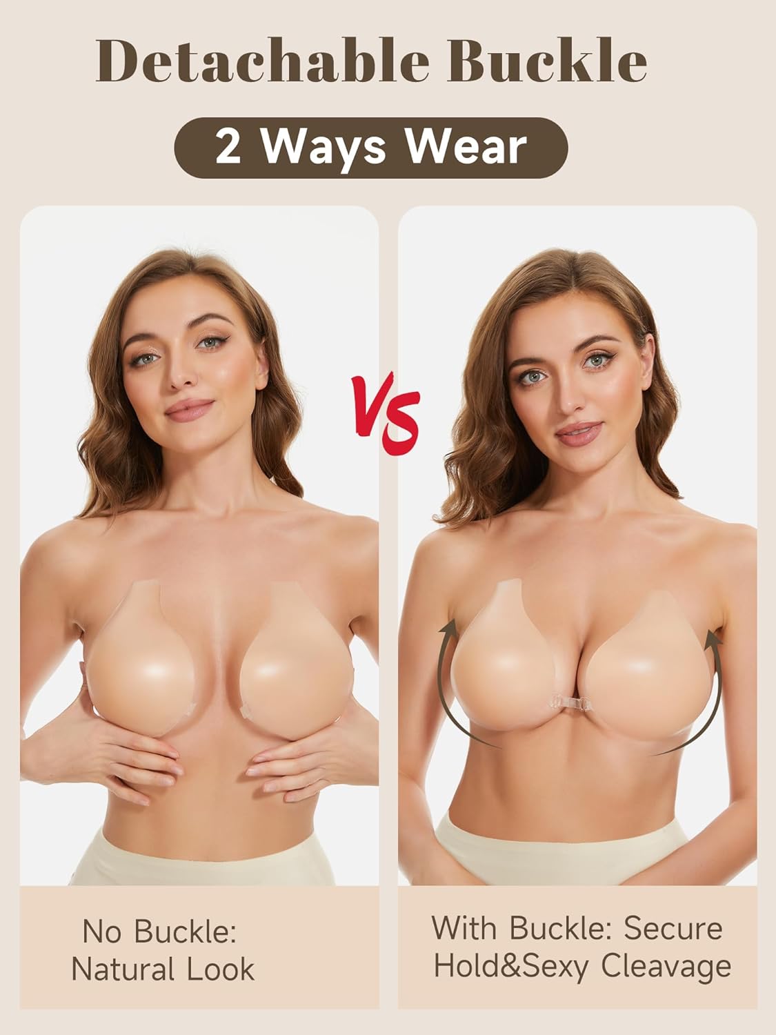 Sticky Bras for Women 2 Pairs Adhesive Bra Lift Invisible Silicone Backless Strapless Bra with 2PCS Nipple Covers - Image 2