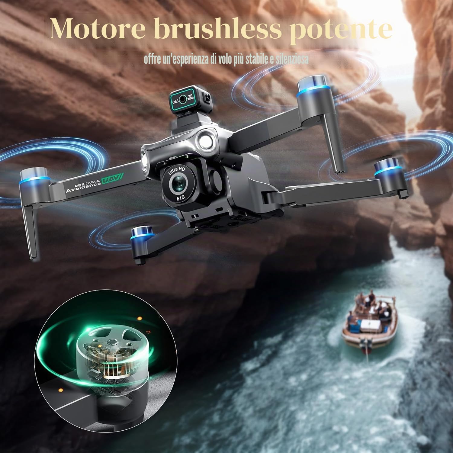 OBEST GPS Drone con Telecamera 4K, Wifi FPV Drone Professionale con Motore Brushless,120° Telecamera Regolabile Motorizzata,Evitare Gli Ostacoli,Radiocomando con Schermo,7.4V Batteria