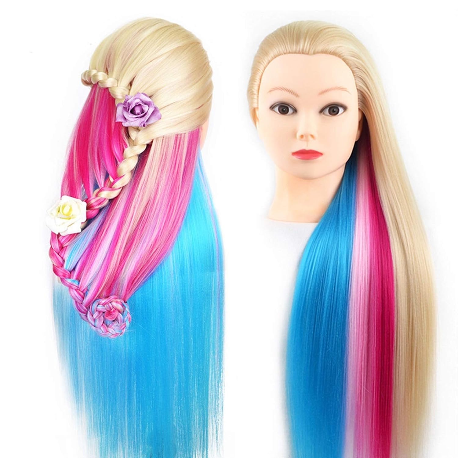 High Temperature Fiber Blonde Hair Training Head Hairdressing Practice Makeup Mannequin Wig(8)