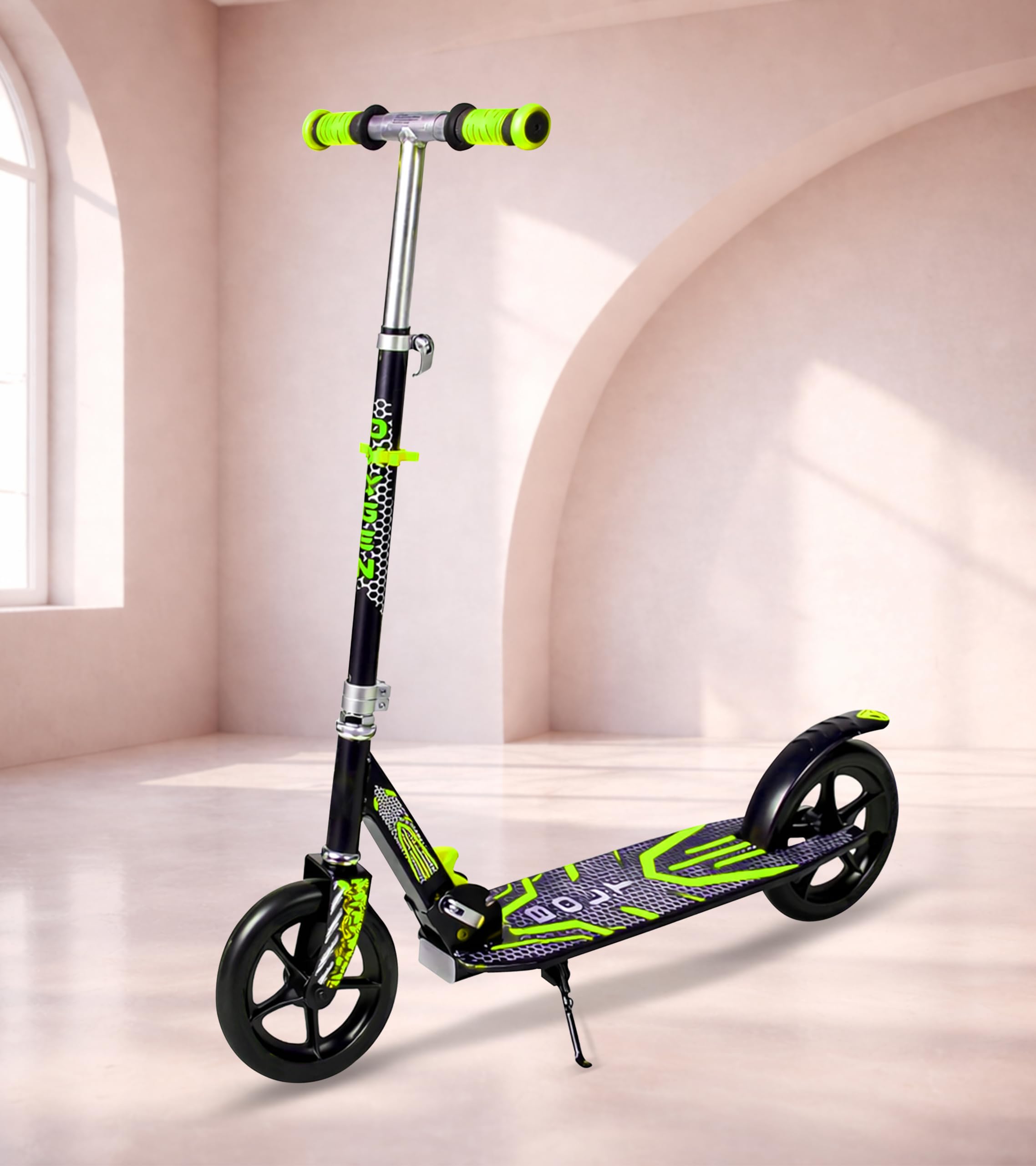OXYGEN Kick Scooter for Kids 6 to 14 Years 2 Wheel Foldable with Adjustable Handlebar Alloy Steel Frame Wide Non Slip Deck 80kg Capacity Orange and Black (Neon&Black)-image-47
