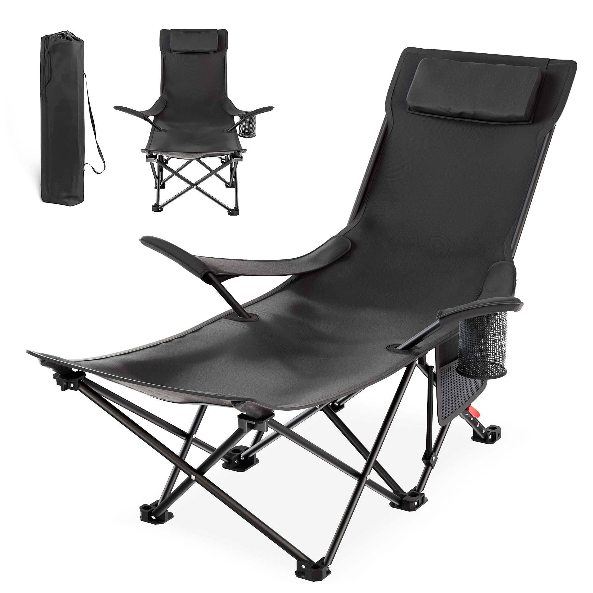 campingstuhl faltbar fußteil KaO0YaN mit Fußstütze, Strandstuhl mit 4-Fach Verstellbarer Rückenlehne, Liegestuhl Klappstuhl Tragetasche und Getränkehalter, Outdoor Relaxsessel Campingstühle 150 kg (Schwarz) Sonstiges Farbe:Silk Gold 404 S | SRAM not_in_stock