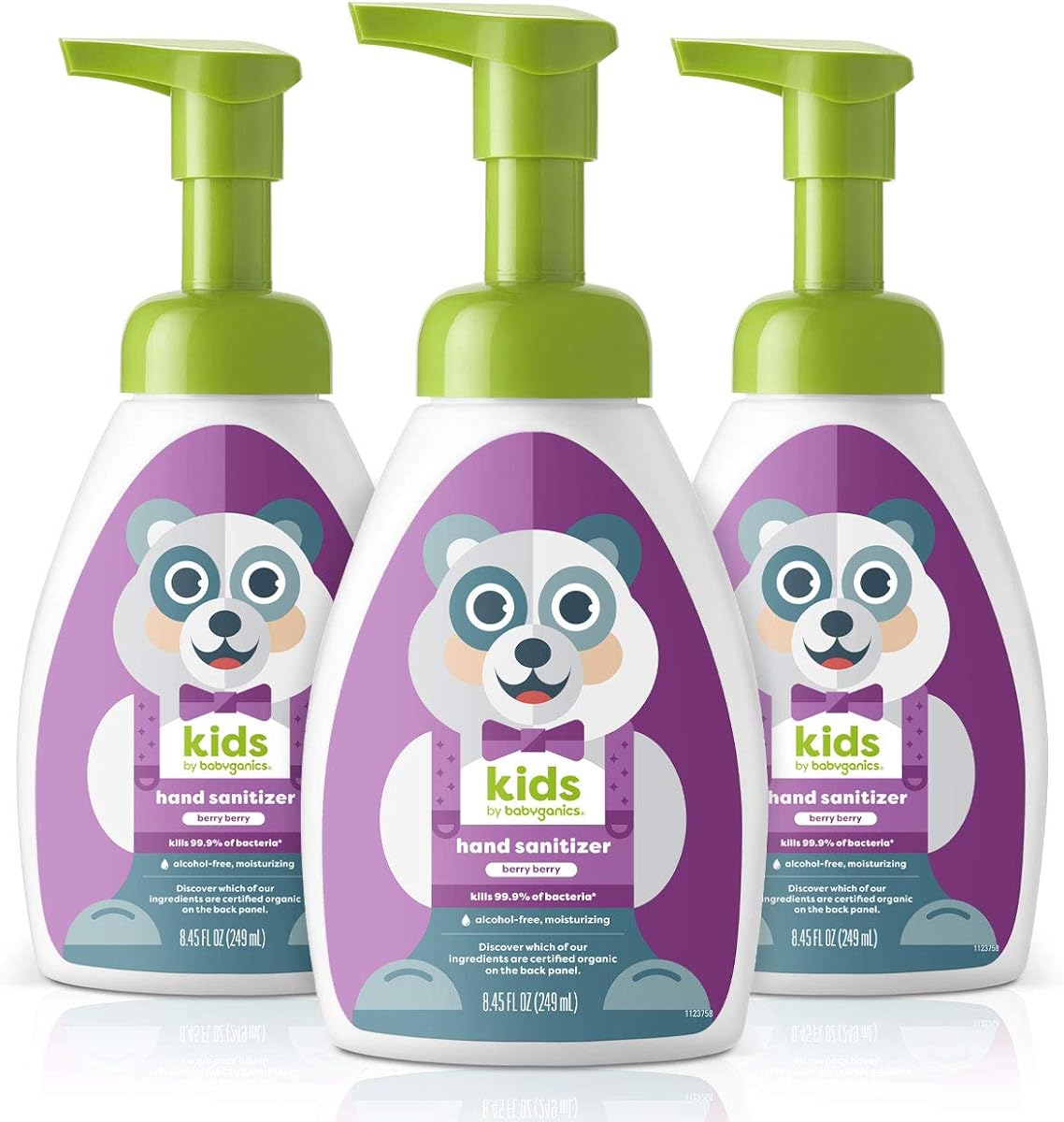 Babyganics Foaming Pump Hand Sanitizer, Alcohol Free, Berry Berry, Kills 99.9% of Common Bacteria, Moisturizing, 8.45 Fl Oz (Pack of 3)