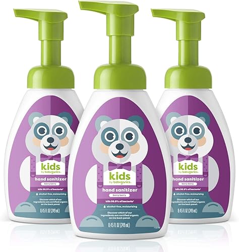 Babyganics Desinfectante de manos con bomba espumosa, sin alcohol, bayas de bayas, mata el 99.9% de las bacterias comunes, hidratante, 8.45 onzas