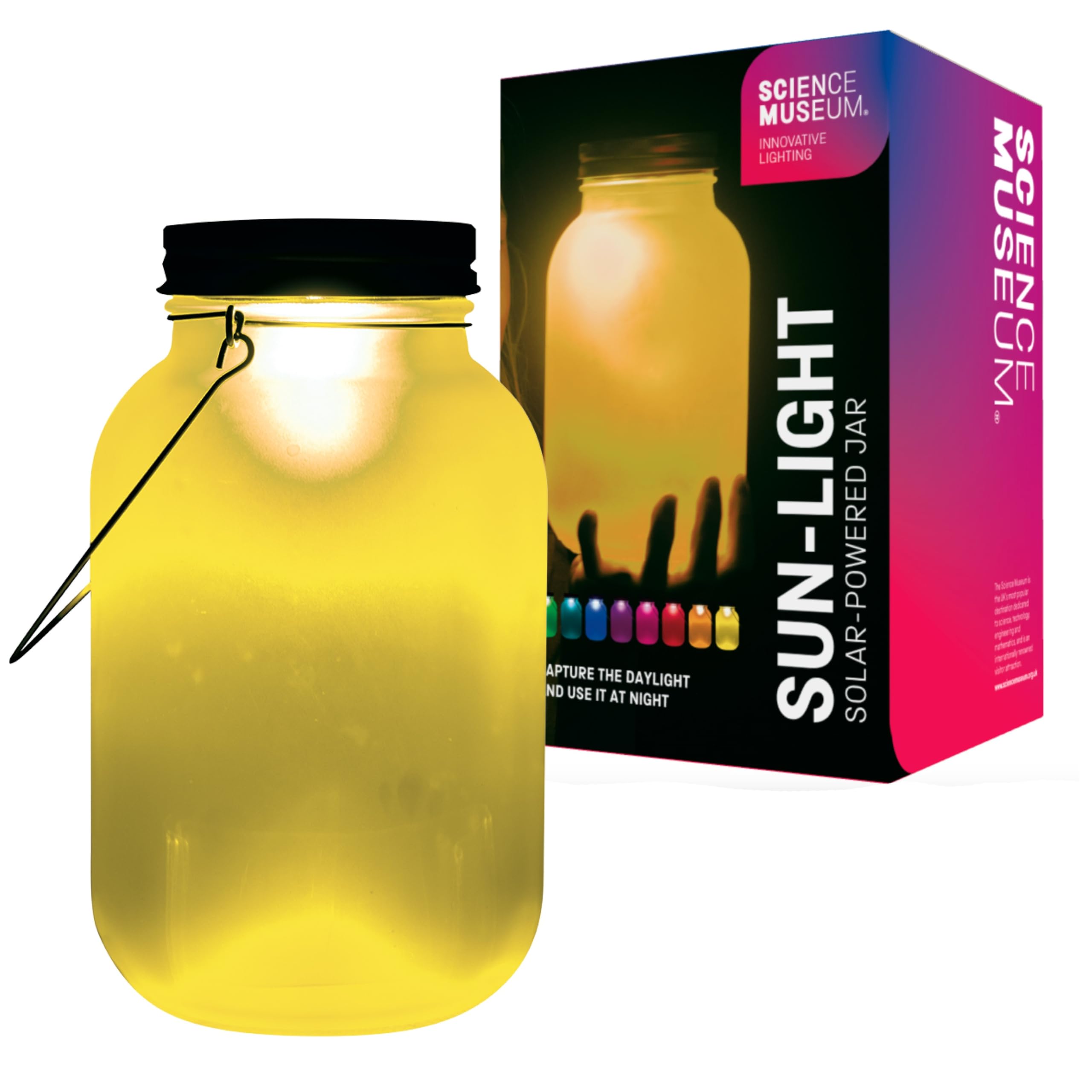 Funtime Gifts Science Museum Sun Light JAR – Capture Daylight, Illuminate The Night, Solar Powered Colour Changing LED Light in Traditional Mason Jar Design