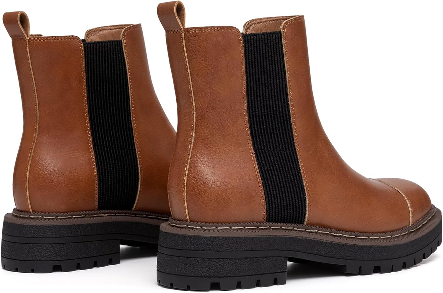 Athlefit Women's Chelsea Boots Platform Chunky Heel Slip On Elastic Lug Sole Ankle Booties - Image 6