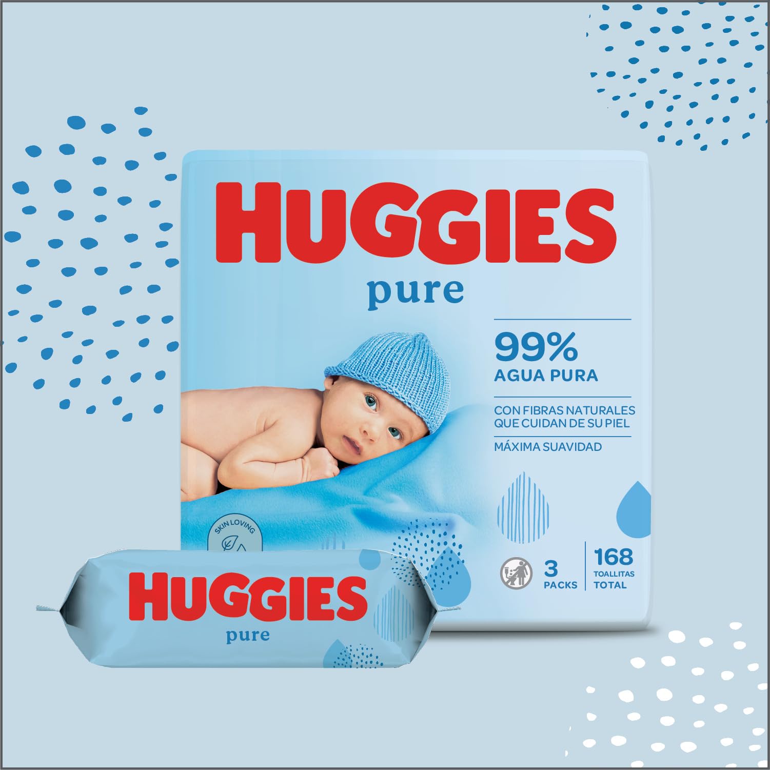 Huggies Pure Toallitas para Bebé, 99% Agua Pura, 12 Packs de 56, Total 672 Toallitas