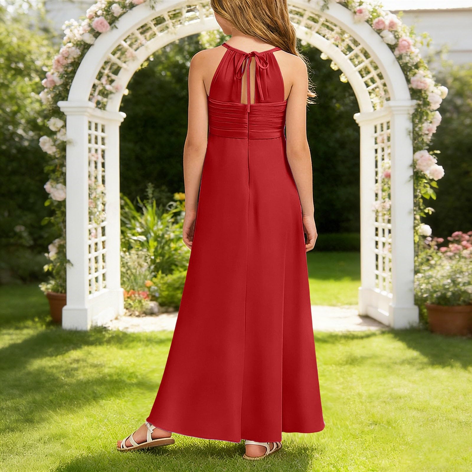 Vestiti Bambina Elegante,Abito da Sera Ragazza,Lungo in Chiffon Svolazzante Ragazze Damigella d'Onore Junior Sposa Cerimonia