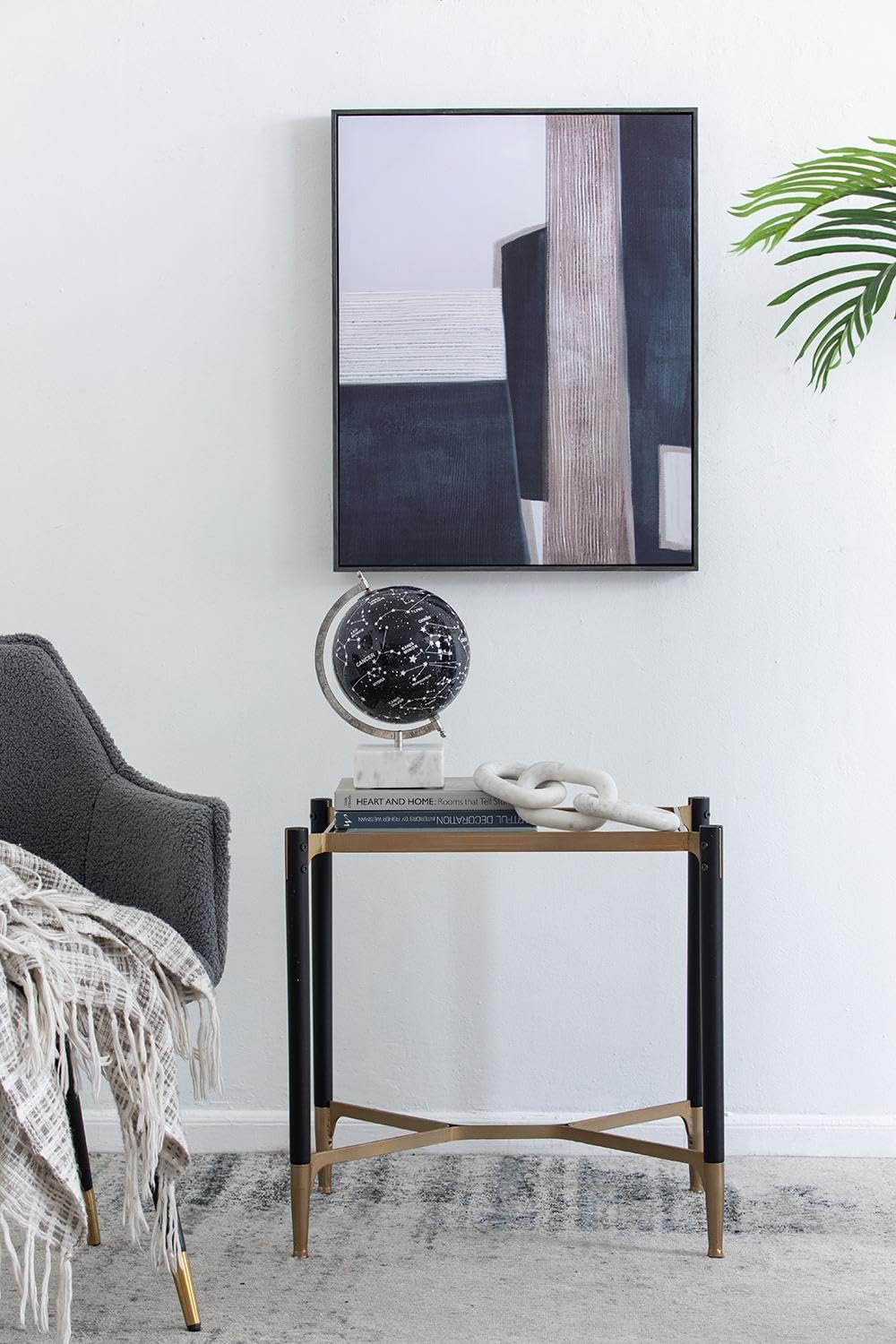 Celestial Globe with Constellation - Black Marble Decor, Modern Home Decor for Living Room, Office, or Shelf Display, Elegant Astronomy Gift for Star Gazers and Space Enthusiasts - D8" x 12"